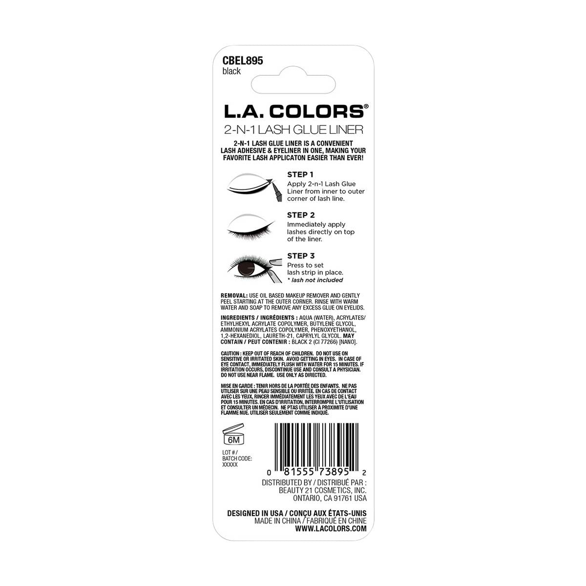 LA Colors 2n1 Lash Glue Liner - Black