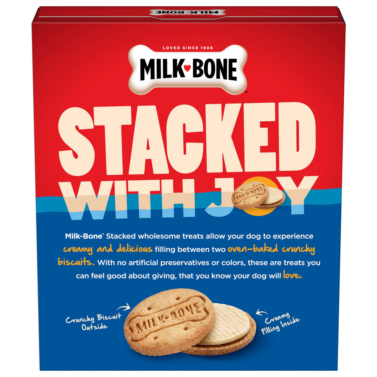 Milk-Bone Stacked Dog Biscuits, Molasses & Peanut Butter Flavor, Naturally & Artificially Flavored, 10 oz