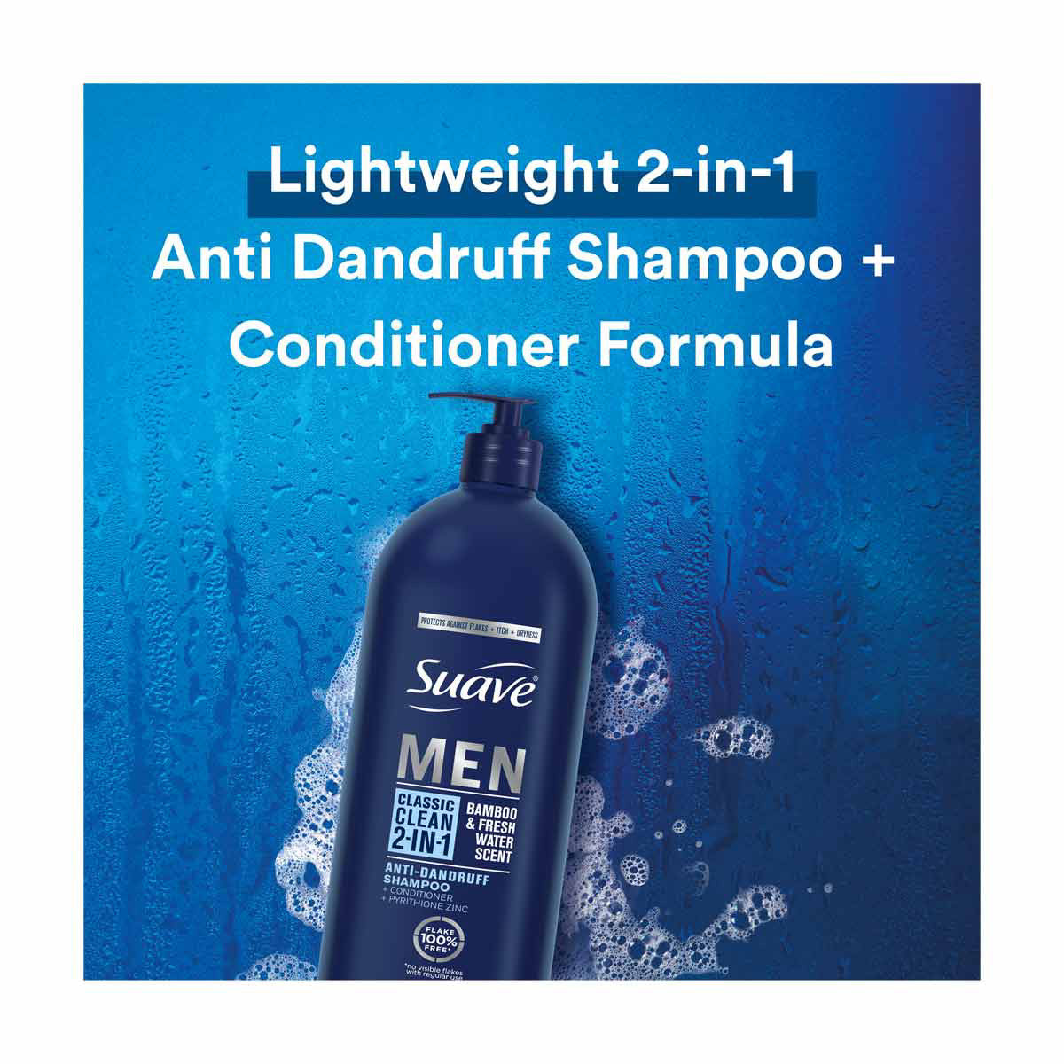 Suave Men Anti-Dandruff Classic Clean 2-in-1 Shampoo - Bamboo & Fresh Water Scent, 40 fl oz