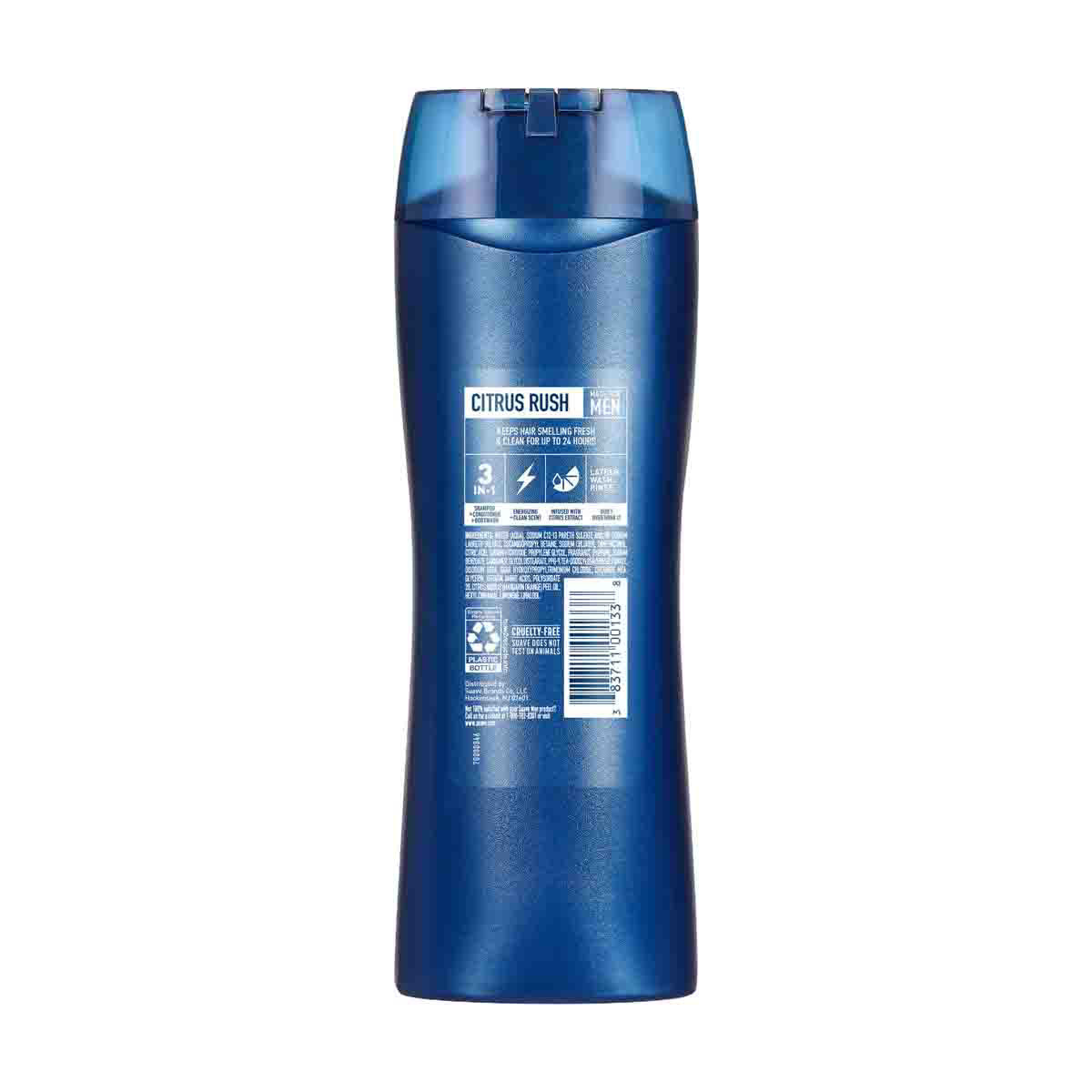 Suave Men Citrus Rush 3-in-1 Shampoo, Conditioner & Body Wash, 12.6 oz