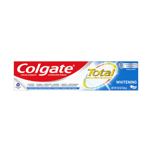 Colgate Total Whitening Toothpaste, Whole Mouth Health, 4.8 oz