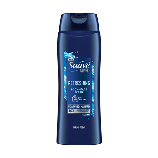 Suave Men Refreshing Body + Face Wash - Cedarwood & Mandarin, 18 fl oz