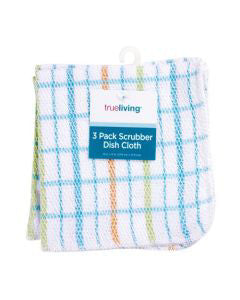 True Living Scrubber Dish Cloths, 3 ct