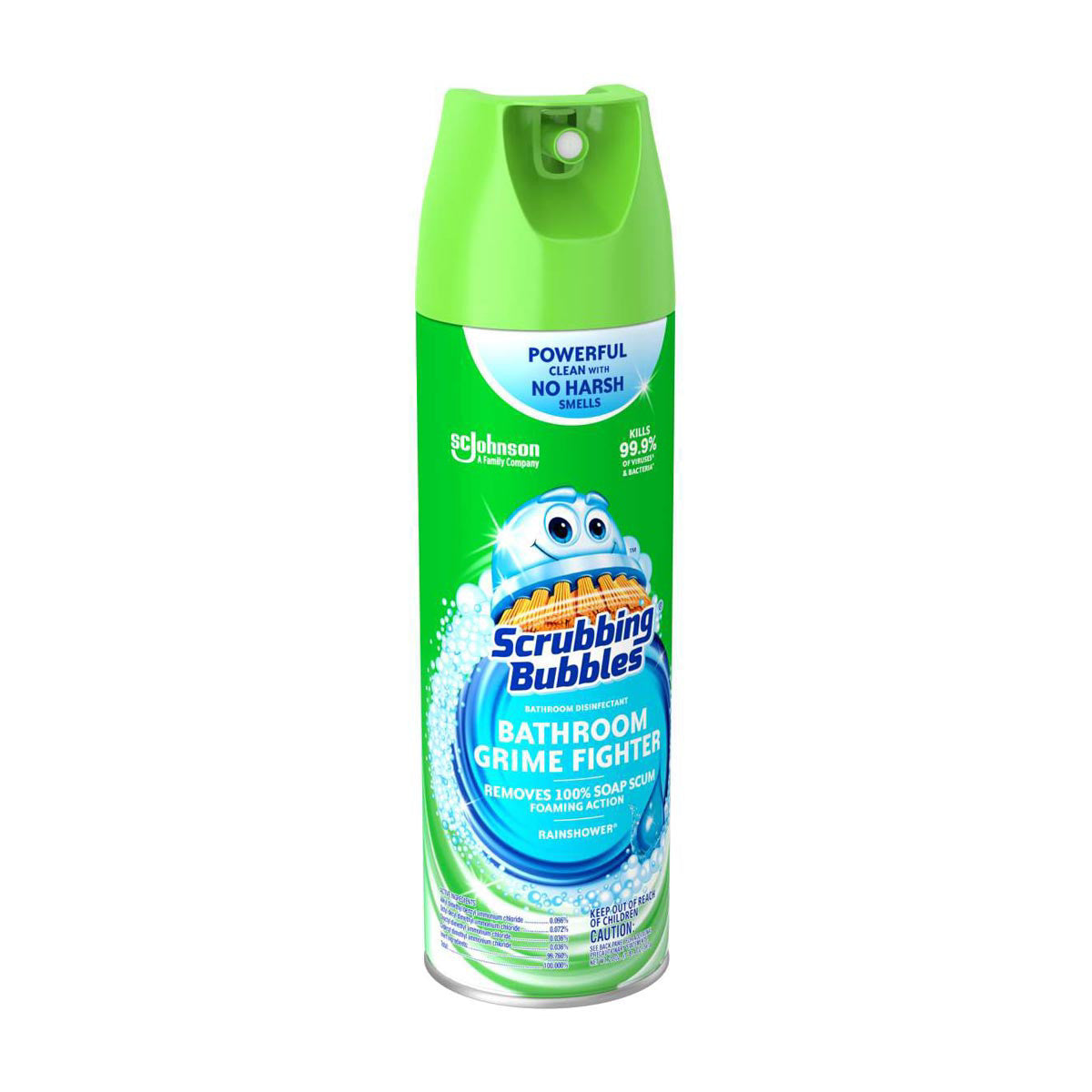 Scrubbing Bubbles Bathroom Grime Fighter Aerosol, Rainshower, 20 oz