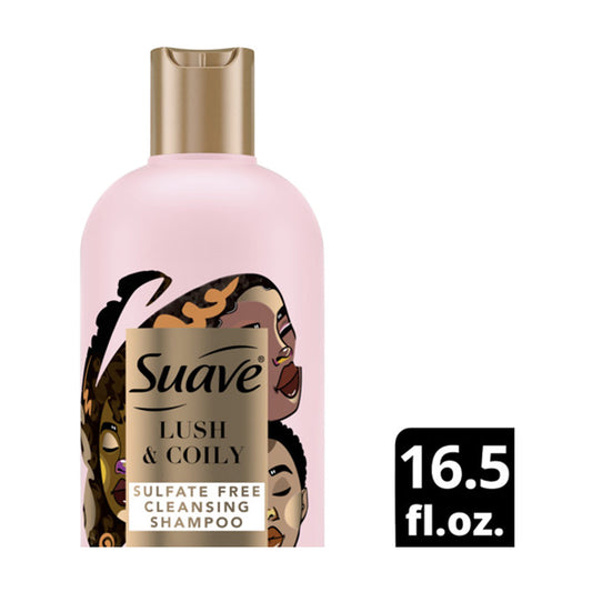 Suave Lush & Coily Sulfate Free Shampoo - Natural Shea Butter & Pure Coconut Oil, 16.5 fl oz