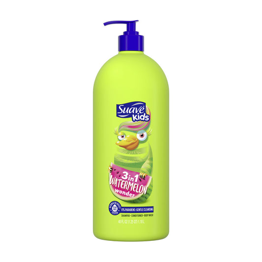 Suave Kids 3-in-1 Shampoo, Conditioner & Body Wash, Watermelon Wonder, 40 oz
