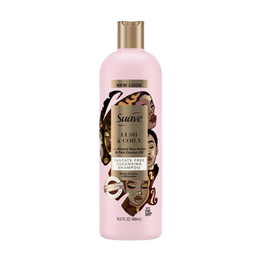 Suave Lush & Coily Sulfate Free Shampoo - Natural Shea Butter & Pure Coconut Oil, 16.5 fl oz