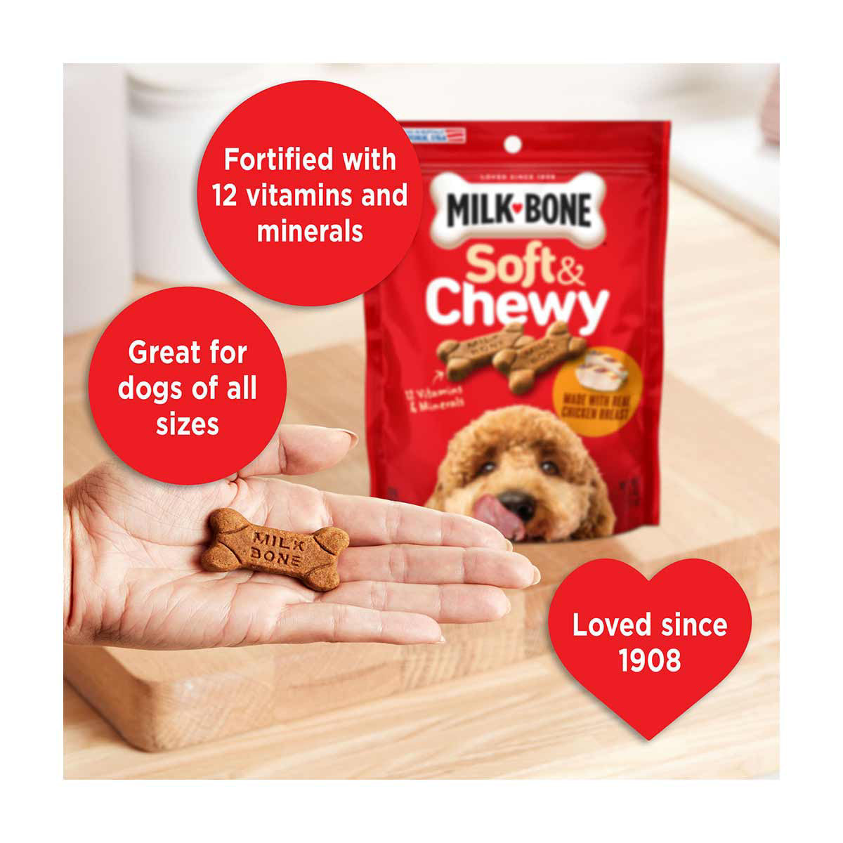 Milk-Bone Soft & Chewy Chicken Recipe Dog Treats, 2.7 oz