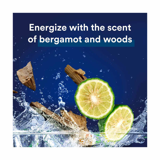 Suave Men Body + Face Energizing Sport Wash, Bergamot & Wood, 18 fl oz