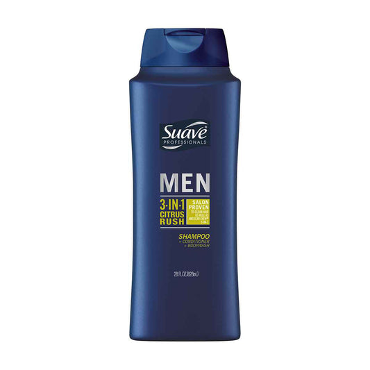 Suave Men 3-in-1 Shampoo, Conditioner & Body Wash, Citrus Rush, 28 fl oz