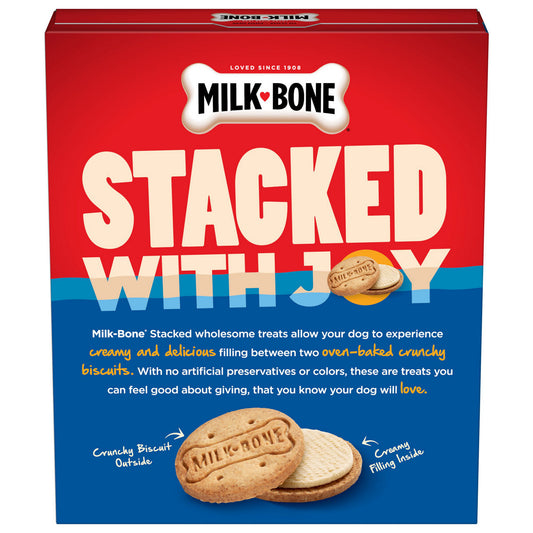 Milk-Bone Stacked Dog Biscuits, Molasses & Peanut Butter Flavor, Naturally & Artificially Flavored, 10 oz