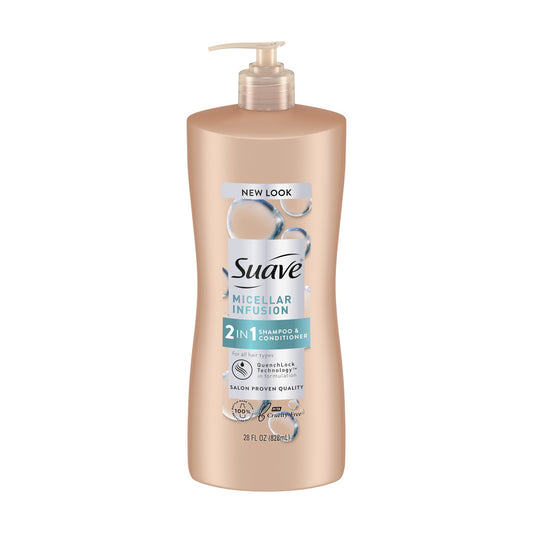 Suave Micellar Infusion 2 in 1 Shampoo & Conditioner, 28 fl oz