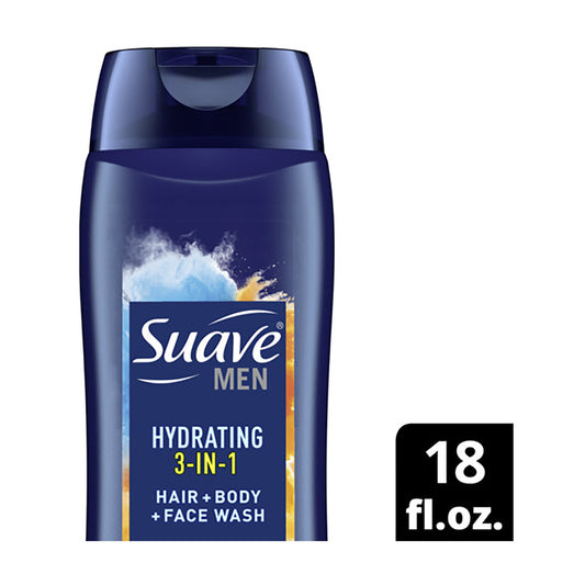 Suave Men Hydrating 3-in-1 Hair, Body & Face Wash, Citrus & Musk, 18 fl oz