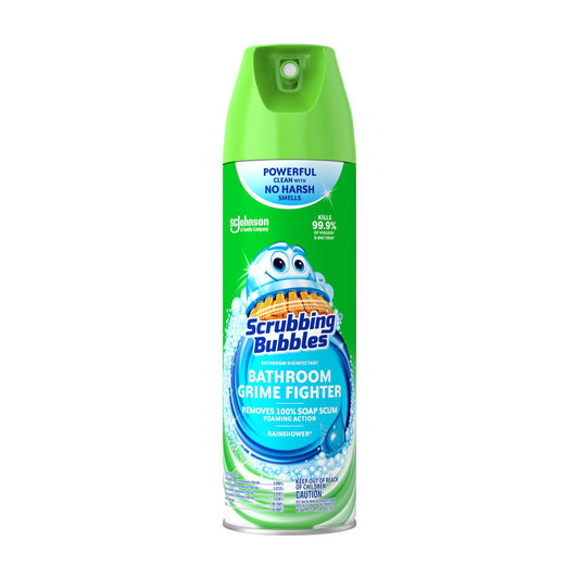 Scrubbing Bubbles Bathroom Grime Fighter Aerosol, Rainshower, 20 oz
