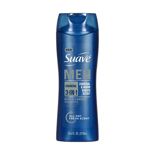 Suave Men Charcoal 3-in-1 Shampoo, Conditioner & Body Wash, 12.6 oz