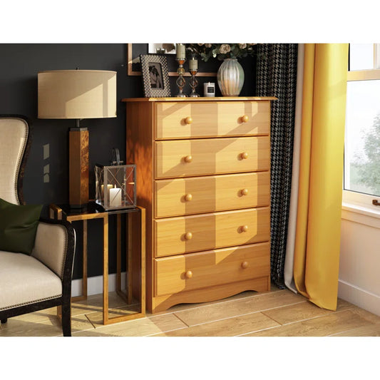Wales 100% Solid Wood 5-Drawer Chest