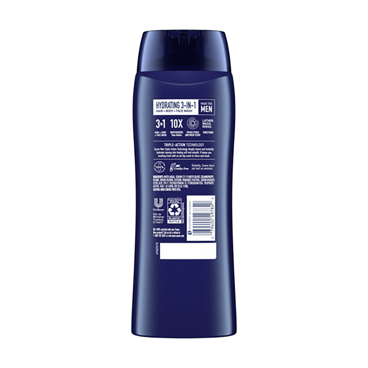 Suave Men Hydrating 3-in-1 Hair, Body & Face Wash, Citrus & Musk, 18 fl oz