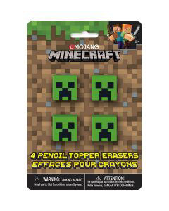 Minecraft Pencil Top Erasers, 4 ct