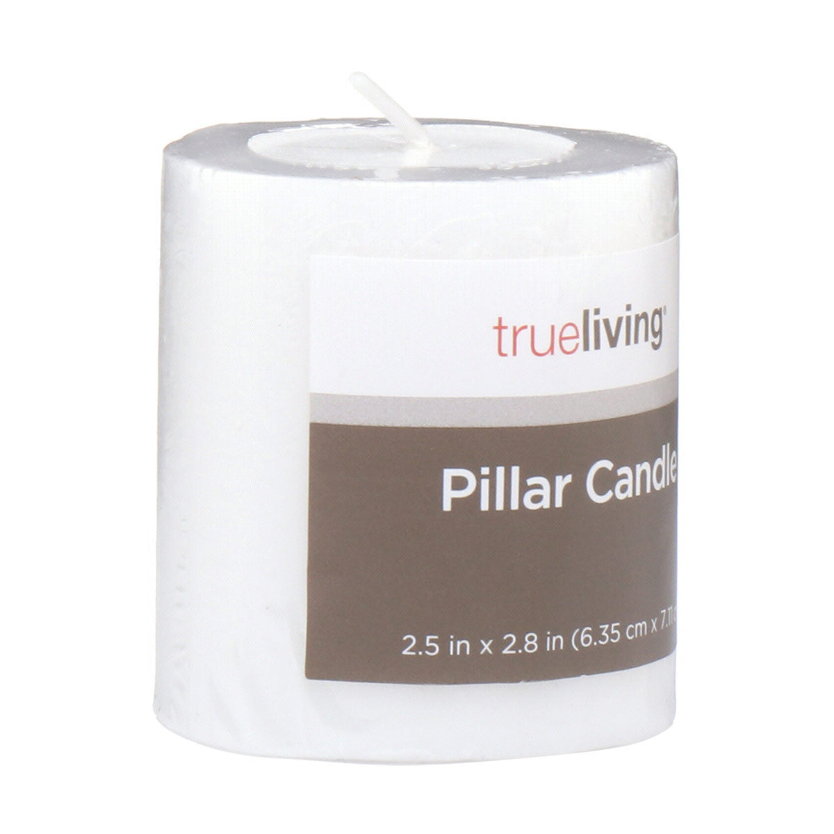 True Living White Pillar Candle