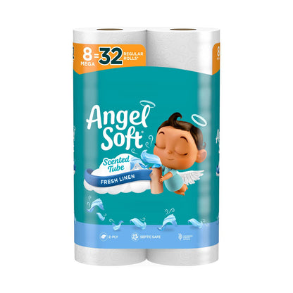 Angel Soft Toilet Paper Mega Rolls, Fresh Linen, 8 ct