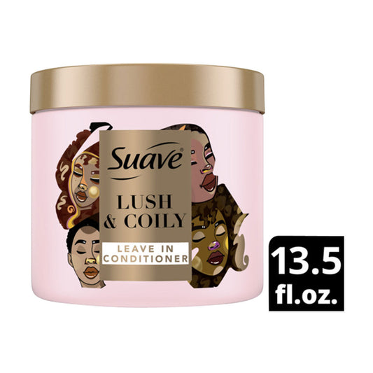 Suave Lush & Coily Curl Leave In Conditioner for Coily Hair - Natural Shea Butter & Pure Coconut Oil, 13.5 fl oz